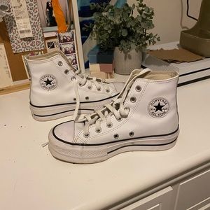 white high top platform leather converse